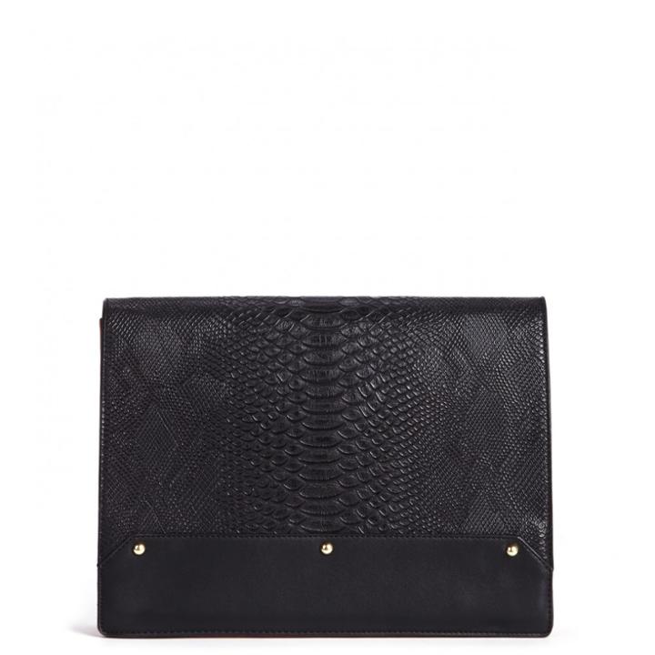 Sole Society Sole Society Manuela Oversize Vegan Clutch - Black Cognac-one Size