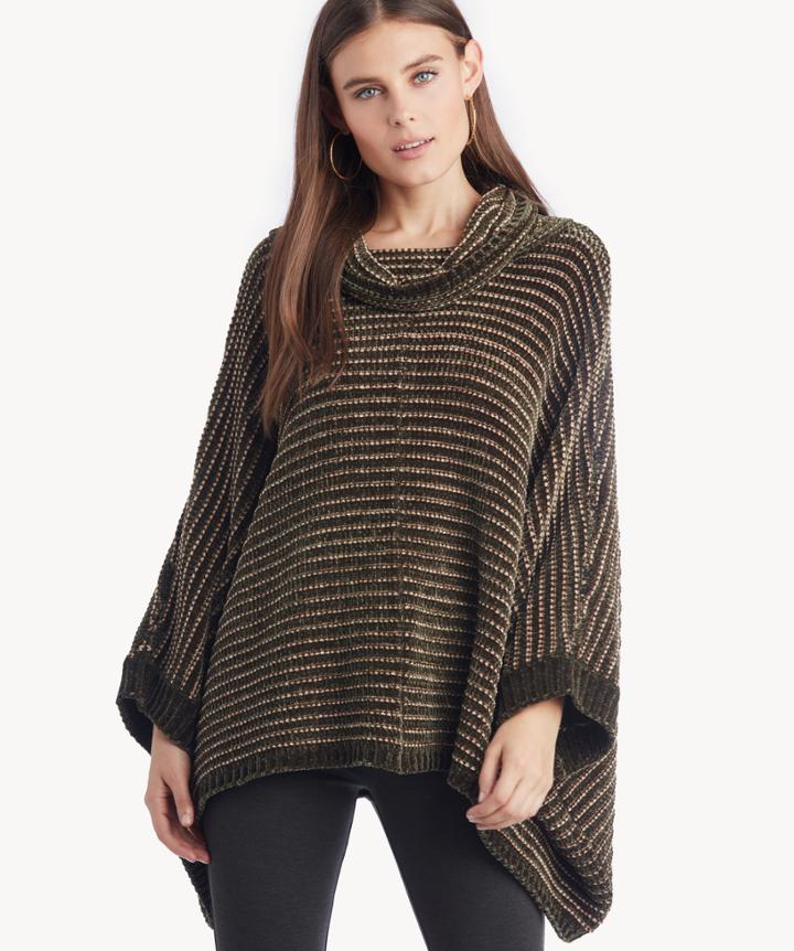 Sole Society Women's Chenille Turtleneck Poncho Olive Combo One Size Wool From Sole Society