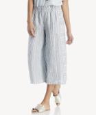 Vince Camuto Vince Camuto Women's Variegated Stripe Linen Wide Leg Culottes Pants In Color: Rich Black Size Xs From Sole Society