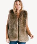Sole Society Sole Society Faux Fur Vest Light Brown One Size Os Acrylic Polyester