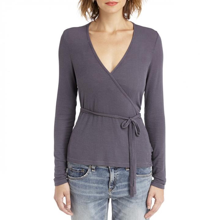 Stylesaint Stylesaint Eucalyptus Ribbed Wrap Top - Slate-medium