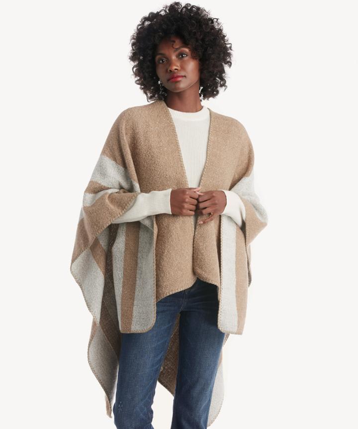 Sole Society Sole Society Colorblock Ruana Camel Combo One Size Os Acrylic