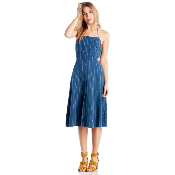 Astr Astr Paulina Dress - Denim Blue Stripe-x-small
