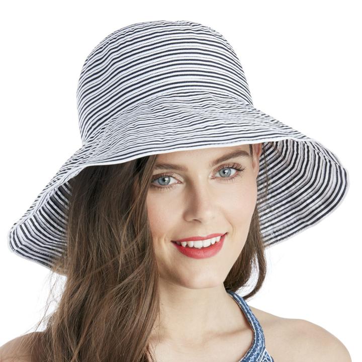 Sole Society Sole Society Packable Stripe Bucket - Black Cream-one Size