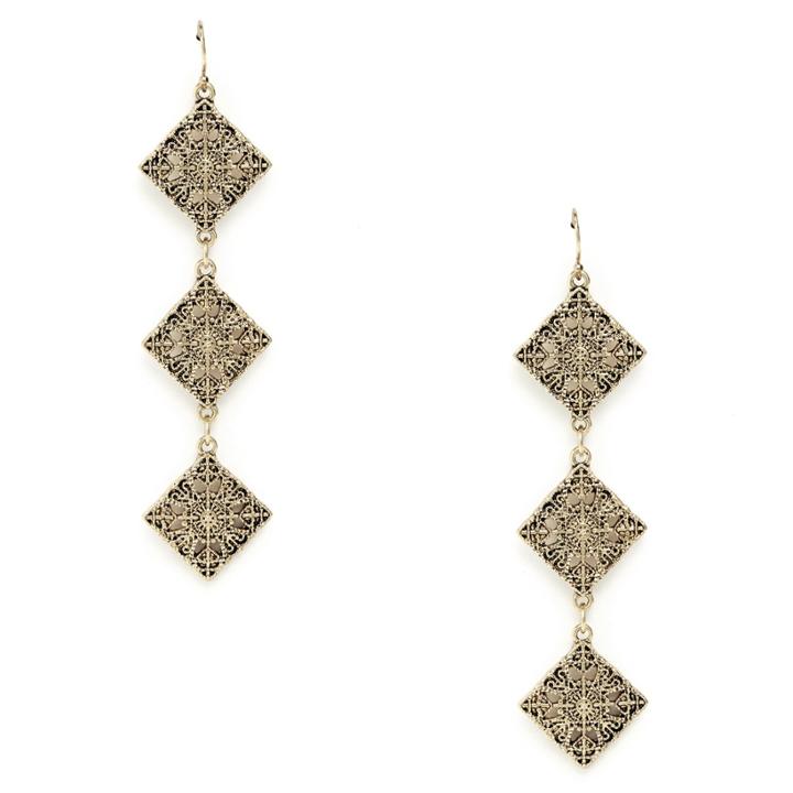 Sole Society Sole Society Lattice Cut Shoulder Duster Earrings - Antique Gold-one Size