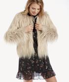 Sole Society Women's Faux Fur Jacket Light Taupe One Size Polyester From Sole Society