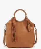 Sole Society Sole Society Day Tote Vegan Foldover Cognac Leather Genuine Suede