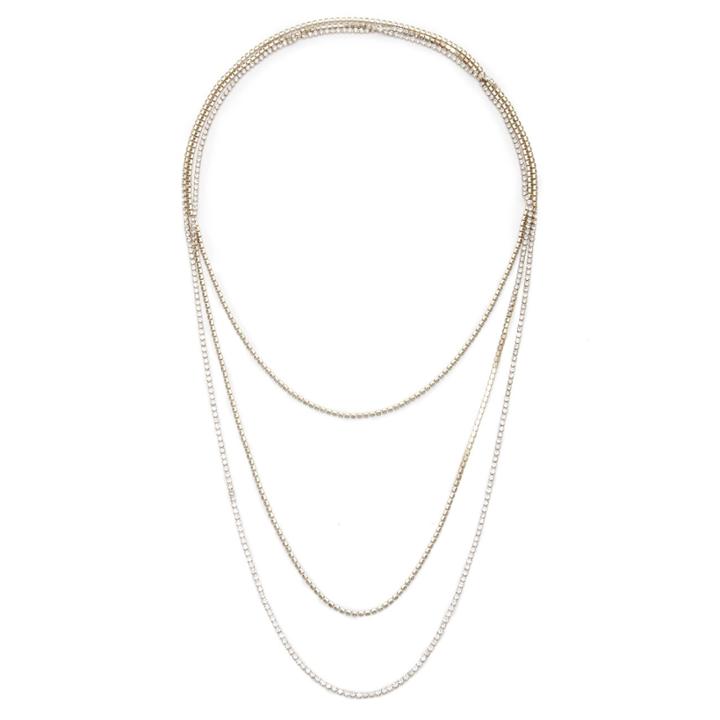 Sole Society Sole Society Dainty Layered Crystal Necklace - Crystal-one Size