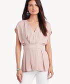 Vince Camuto Vince Camuto Women's Extend Shoulder Cinch Waist Rumple Blouse In Color: Pink Fawn Size Xs From Sole Society