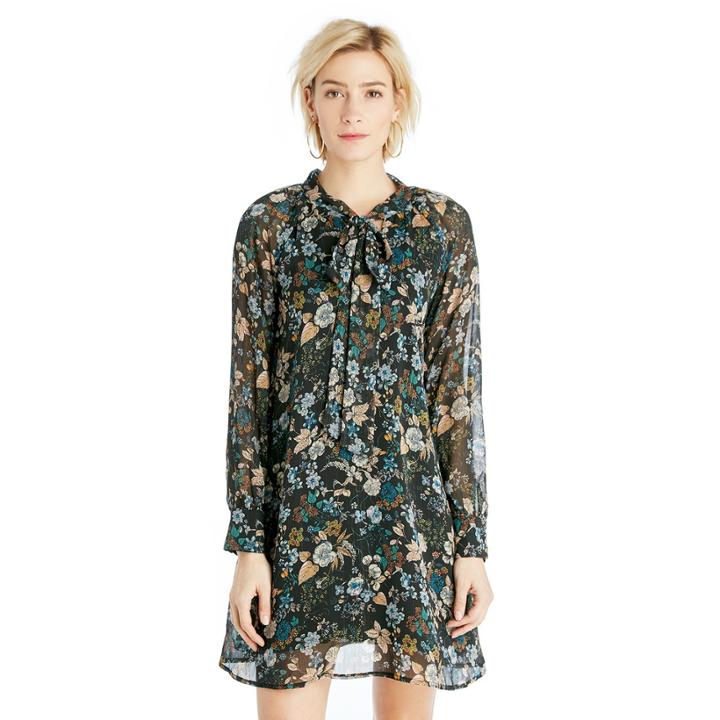 Moon River Moon River Tie Print Dress - Black