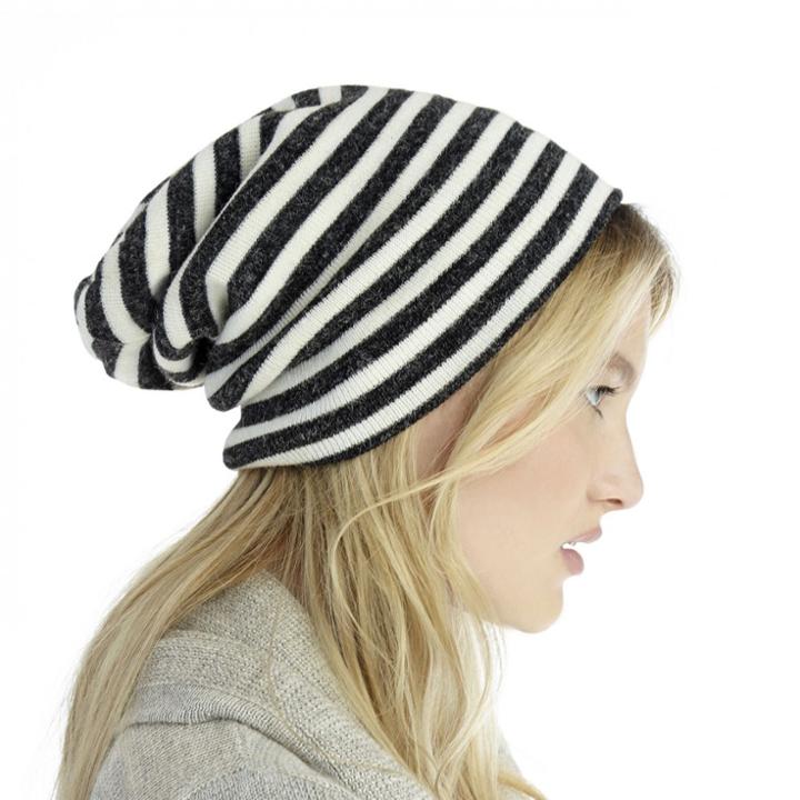 Sole Society Sole Society Stripe Beanie - Black Cream-one Size