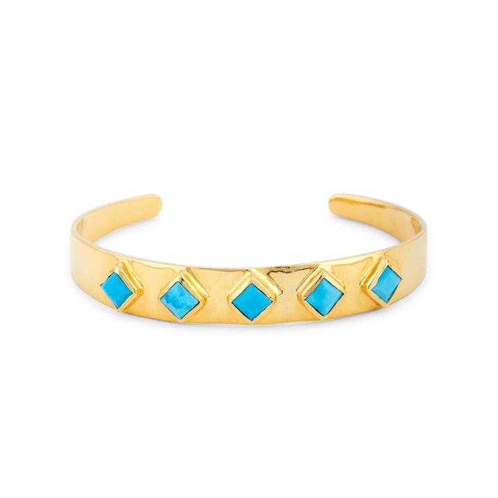 Karen London Karen London 24k Gold Plated Stone Cuff - Turquoise