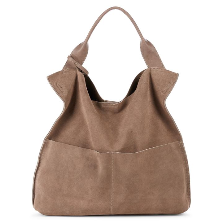 Sole Society Sole Society Jamari Genuine Suede Oversize Tote - Taupe-one Size