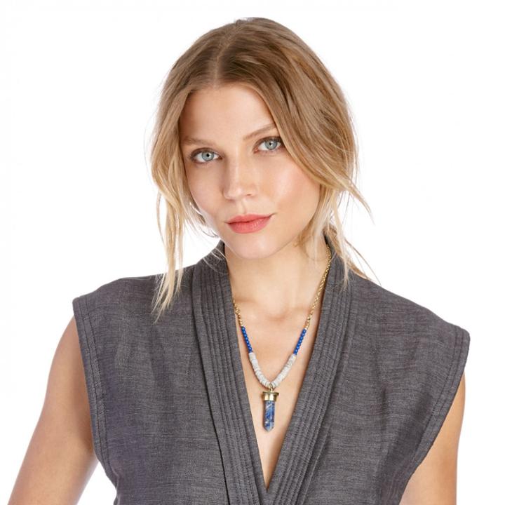 Sole Society Sole Society Bead And Stone Pendant - Blue-one Size