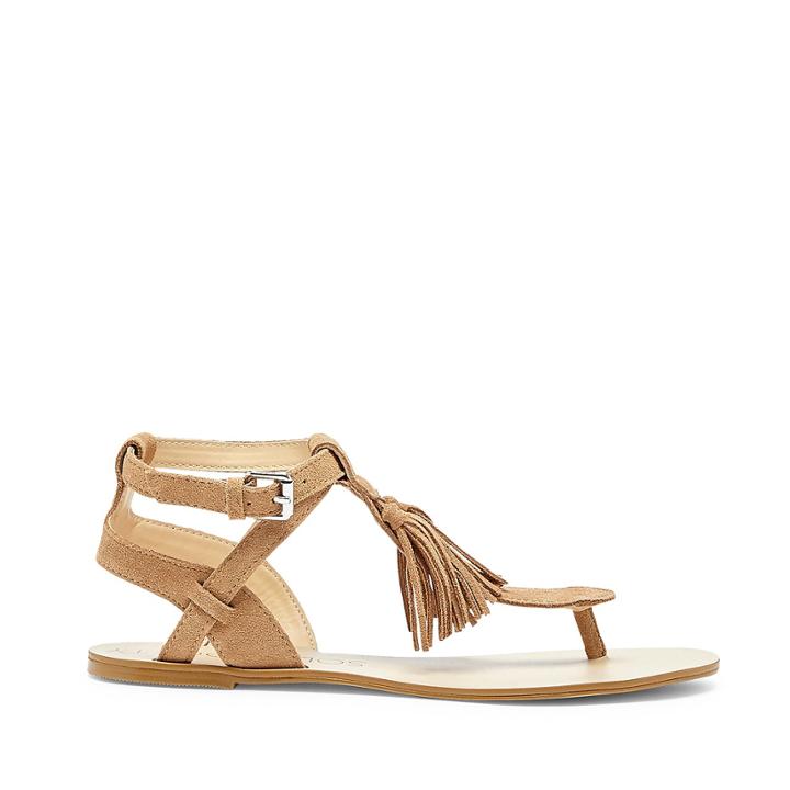 Sole Society Sole Society Pandora Fringe Flat Sandal - Caramel