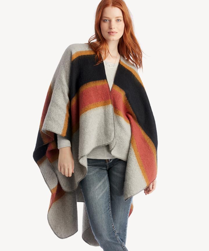 Sole Society Sole Society Colorblock Ruana Black Multi One Size Os Acrylic Cotton