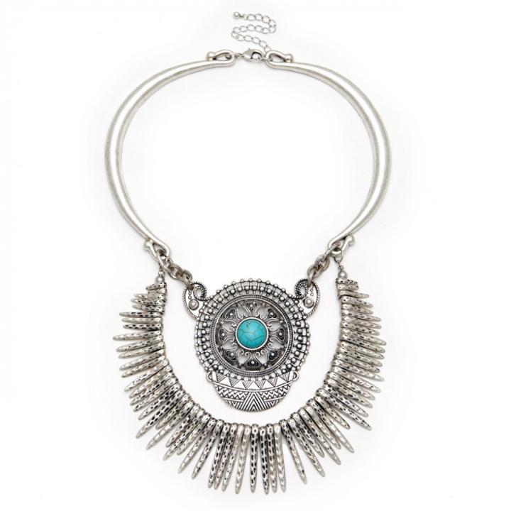 Sole Society Sole Society Dagger And Pendant Statement Necklace - Silver-one Size