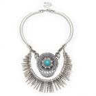 Sole Society Sole Society Dagger And Pendant Statement Necklace - Silver-one Size