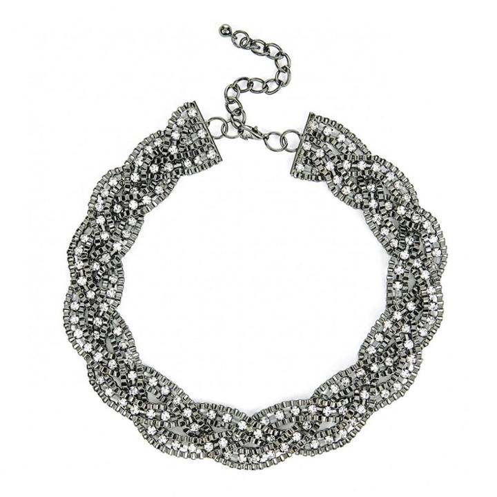 Sole Society Sole Society Chain And Crystal Collar - Gunmetal