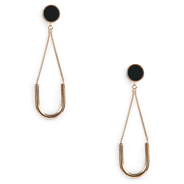 Sole Society Sole Society Genuine Leather Drop Earrings - Black-one Size