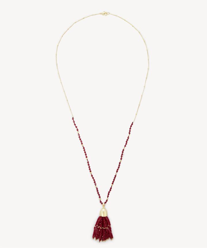 Sole Society Women's Beaded Tassel Necklace Ruby Red One Size From Sole Society