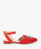 Sole Society Sole Society Pearla Ankle Strap Embellished Flats Bright Coral Size 5 Fabric