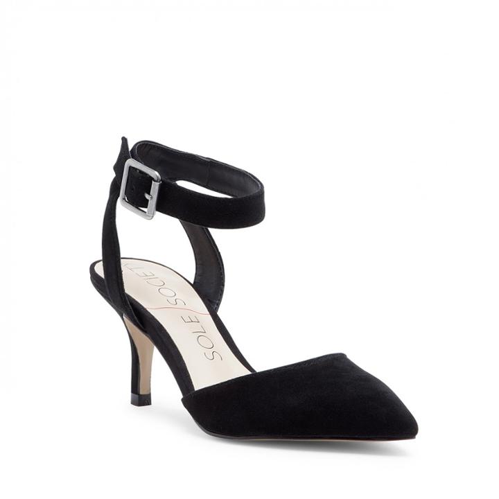 Sole Society Sole Society Olyvia Halo Ankle Strap Pump - Black Suede-5.5