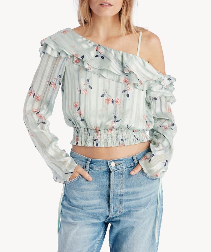 Astr Astr Athena Top Mint Satin Floral Size Extra Small From Sole Society