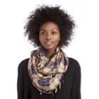 Sole Society Sole Society Plaid Scarf With Fringe - Black Combo