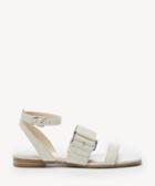 Sole Society Sole Society Sheyla Oversized Buckle Flats Cream Size 5 Crackled Calf Suede