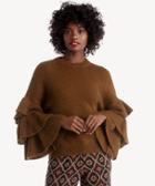 J.o.a. J.o.a. Ruffle Sleeve Sweater Olive Size Extra Small From Sole Society