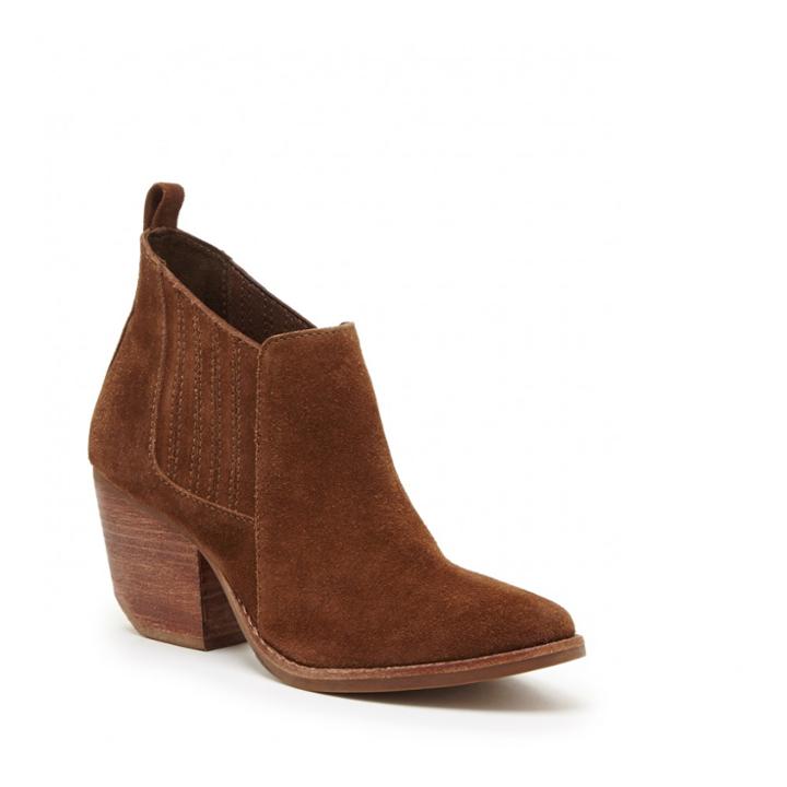 Matisse Matisse Eve Stacked Heel Suede Bootie - Brown