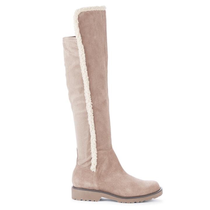 Sole Society Sole Society Juno Faux Shearling Stretch Boot - Taupe