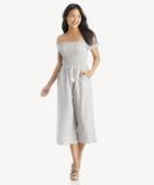 1. State 1. State Off Shoulder Smocked Bodice Jumpsuit Ocean Slate Size Extra Small From Sole Society