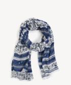 Sole Society Sole Society Floral & Stripe Scarf Blue Multi One Size Cotton Modal