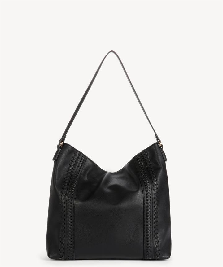 Sole Society Women's Destin Hobo Bag Shoulder Vegan Whipstitch Black Vegan Leather From Sole Society