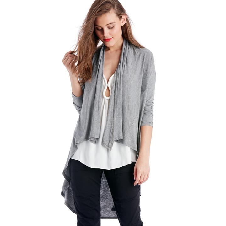 Heather Heather Ls Swing Cardi - Light Heather Grey