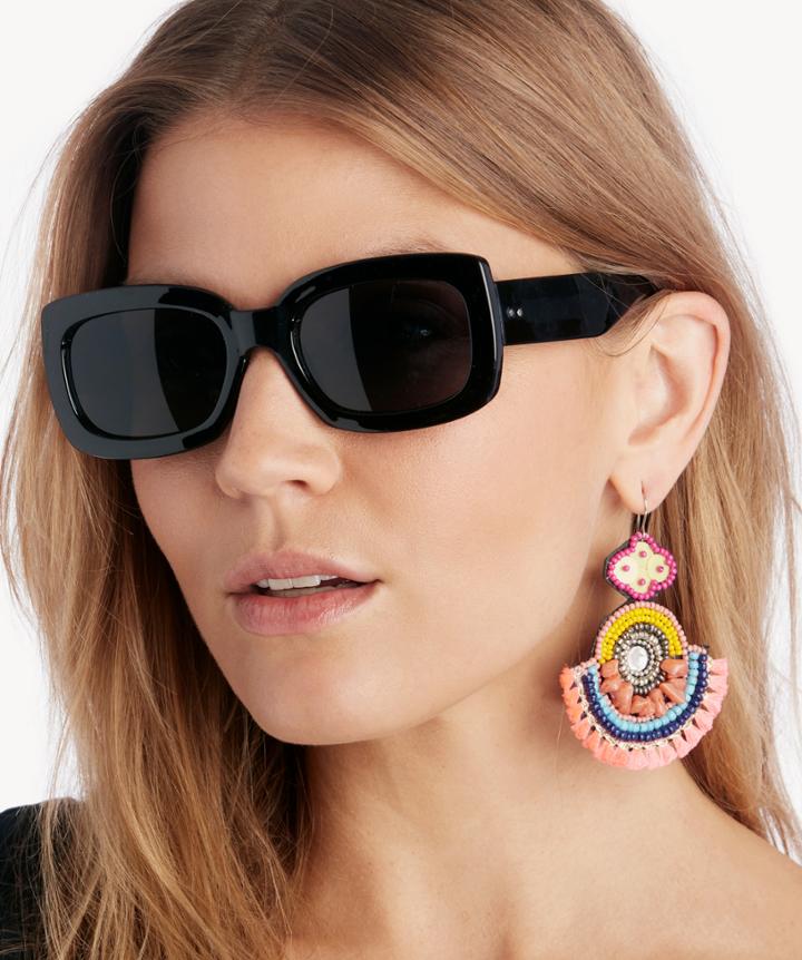 Sole Society Women's Larissa Slim Square Sunglasses Black One Size Plastic From Sole Society