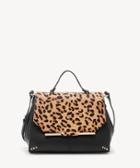 Sole Society Women's Chusy Satchel Genuine Suede Mix In Color: Black Leopard Bag Vegan Leather Genuine Suede From Sole Society