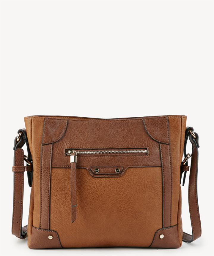 Sole Society Sole Society Inez Crossbody Bag In Color: Vegan Essential Flats Cognac Combo Leather