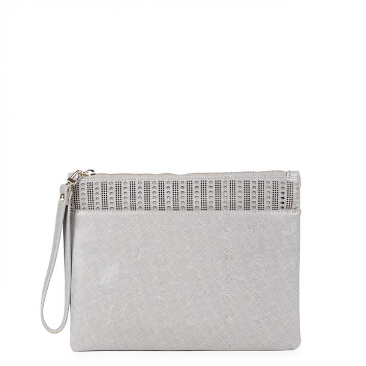 Sole Society Sole Society Lewis Laser Cut Eyelet Pouch - Grey-one Size