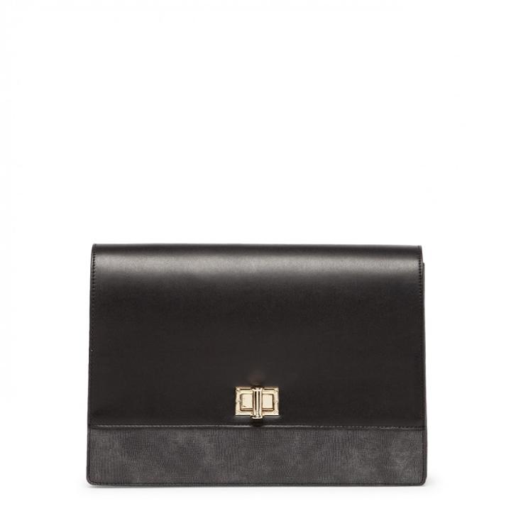 Sole Society Sole Society Margo Exotic Boxy Clutch - Black-one Size