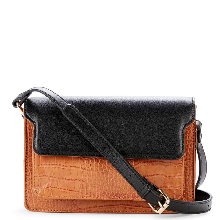 Sole Society Sole Society Draya Croc Embossed Crossbody - Cognac Combo-one Size