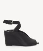1. State 1. State Women's Felidia Peep Toe Wedges Sandals Black Size 5 Leather From Sole Society