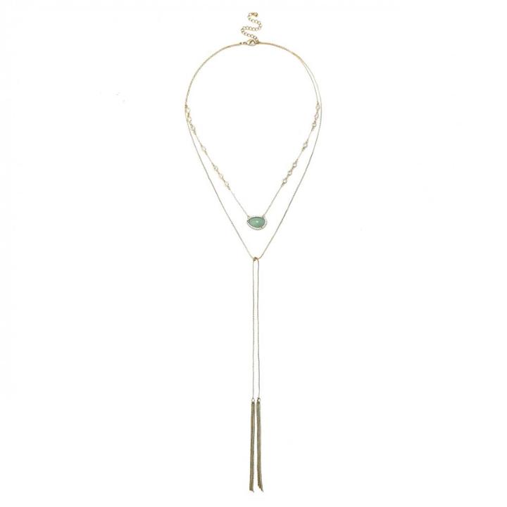 Sole Society Sole Society Stone Tassel Layered Necklace - Gold-one Size