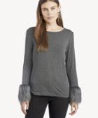 Vince Camuto Vince Camuto Women's Long Sleeve Fur Cuff Top In Color: Med Hther Grey Size Xs From Sole Society
