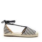Sole Society Sole Society Tallulah Ankle Tie Espadrille - Black White Woven Stripe