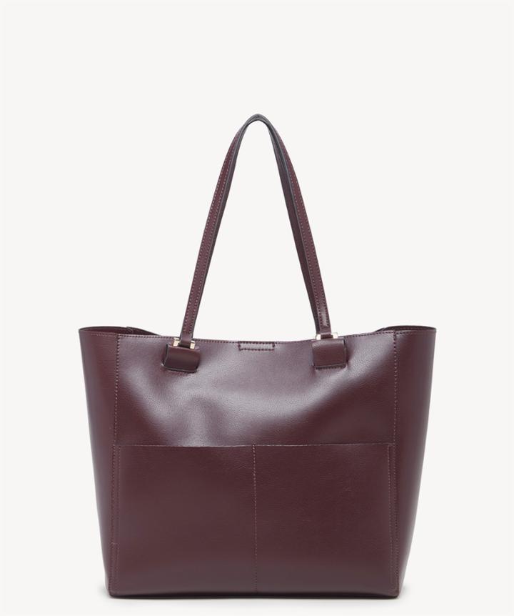 Sole Society Sole Society Glenn Dual Pocket Vegan Tote Oxblood Leather
