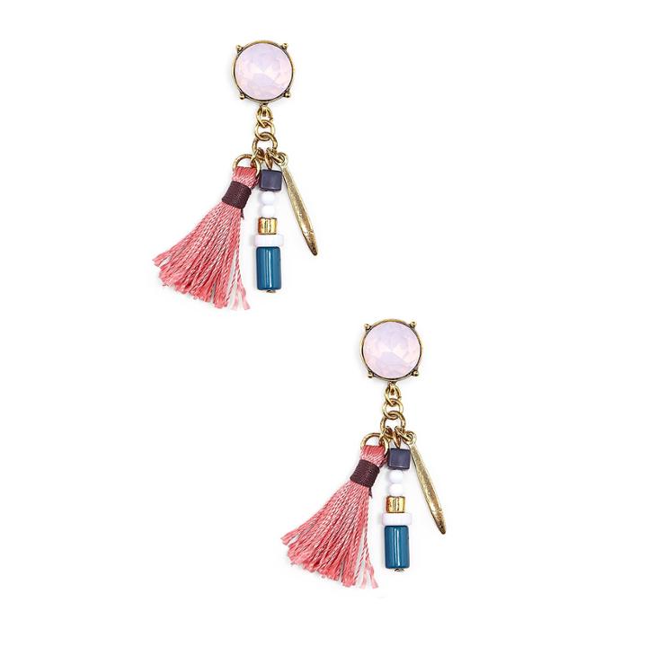 Sole Society Sole Society Natural Stone And Tassel Drop Earring - Antique Gold