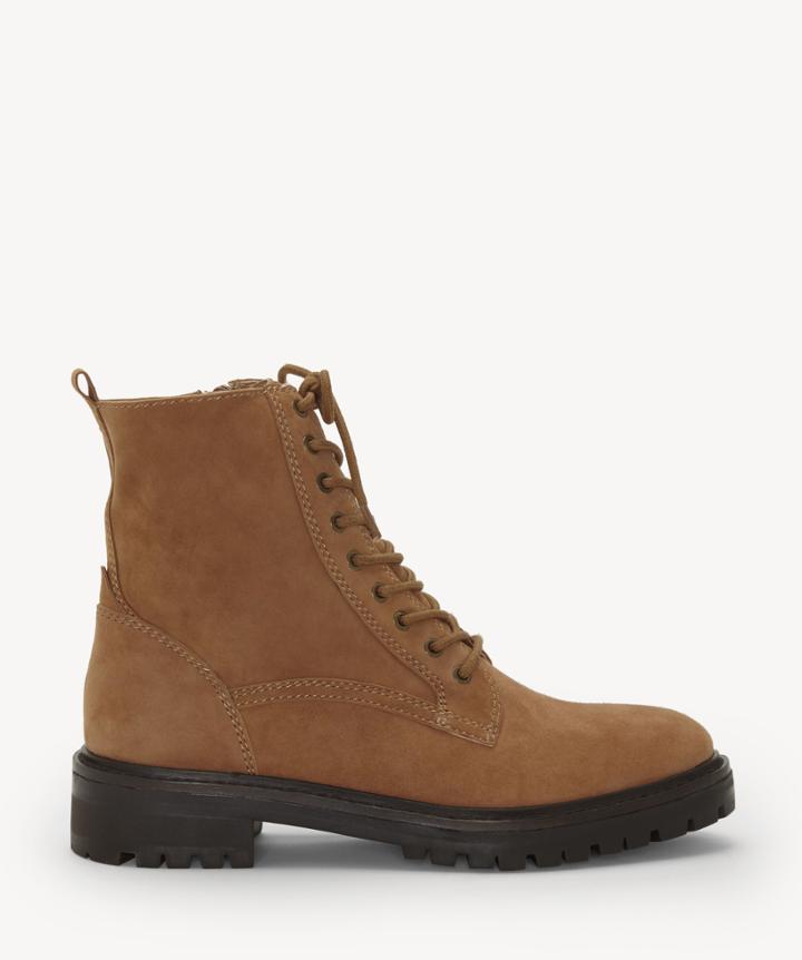 Lucky Brand Lucky Brand Women's Idara Lace Up Flats Bootie Macaroon Size 5 Suede From Sole Society